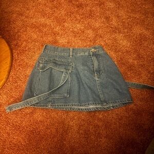 Utility Denim Mini Skirt with Pocket Belt – Size Small